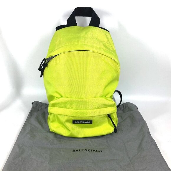 BALENCIAGA 558163 Explorer logo bag backpack Backpack Nylon canvas yellow/Black - Picture 1 of 16